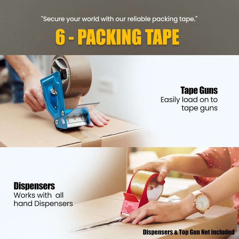 K-MART Packaging Tape, Industrial Duty Brown Parcel Tape 6 Rolls