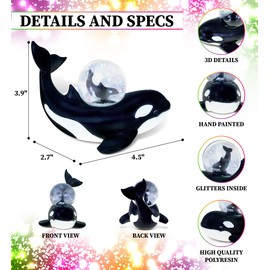 COTA Global Killer Whale Shark Snow Globe - Ocean Animal Water Globe Figurine with Sparkling Glitter, Zoo Collectible Novelty Ornament for Home Decor Gift for Birthdays, Christmas, Valentine - 45mm