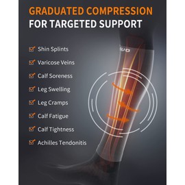 CAMBIVO 3 Pairs Calf Compression Sleeve for Women Men, Leg Support for Shin Splints, Varicose Vein(Pure Black, Large-X-Large)