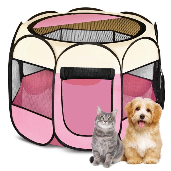 Horing Foldable Portable Pet Playpen Pet Exercise Pen Pet Tent Playground for Small, Medium, and Large Dogs and Cats Pop Up Cat Kennel Indoor Outdoor Travel Camping Use
