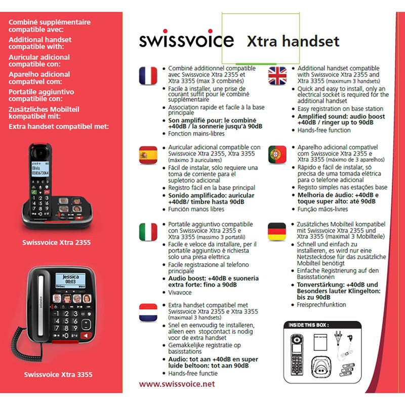 Swissvoice Xtra Handset Cordless Handset for swissvoice Xtra 2355, swissvoice