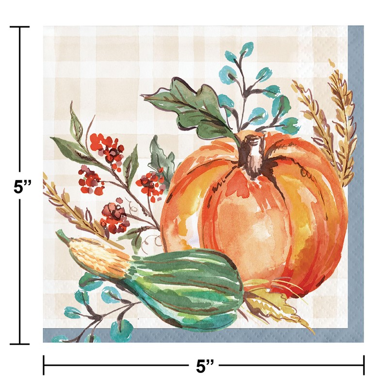 Trendware Thanksgiving Cornucopia Beverage Napkins, 48 ct