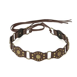 LumiSyne Vintage Western Belts Women Wide Disc Leather Belt Studded Lacing Style Cowgirl Waist Belt y2k Grunge Accessories