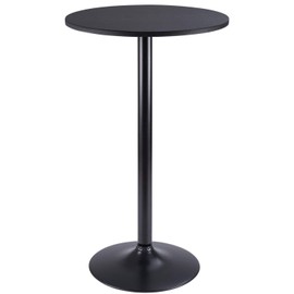 Furmax Bistro Pub Table Round Bar Height Cocktail Table Metal Base MDF Top Obsidian 23.8-Inch Top, 39.5-Inch Height
