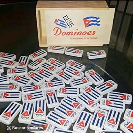 Domino cubano doble nueve con bandera cubana -fichas:_Dimino con bandera cubana