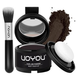 Hairline Powder, Root Touch Up Powder Instantly Conceals Hair Loss, Gray Root Cover Up Powder, Water & Sweat Resistant Hair Powder for Thinning Hair Men & Women, Includes Brush (Dark Brown)