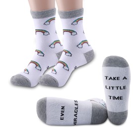 JXGZSO IVF/IUI Rainbow Baby socks Fertility Transfer socks Even Miracles Take a Little Time Socks IVF Gift (Even Miracles 2 pairs)