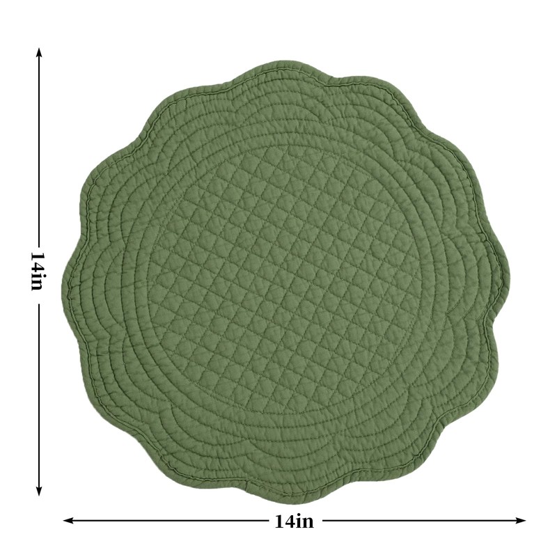 HOMBYS Quilted Placemats Set of 6 Washable Round Placemats for
