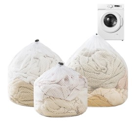 Asheyya 3PCS Net Washing Bags for Laundry, Drawstring Washing Net Bag (12x16/20x24/24x32inch)