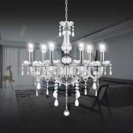 WARRENAU Modern 6 Light Crystal Chandelier Elegant Pendant Fixture Ceiling Lighting