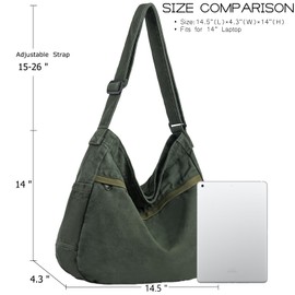 DAINAOTM Canvas Hobo Crossbody Shoulder Tote Bag for Women and Men Large Purse Messenger Bag Travel Work Shopping