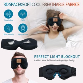 ZRUHIG Bluetooth-Schlafmaske, Schlafmaske mit Bluetooth-Kopfhörer, Augenmaske mit Schlaf-Kopfhörer für Seitenschläfer, Nickerchen, ASMR, Flugreisen, Meditation, Entspannung