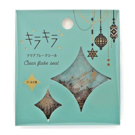 World Craft KFS-015 Glitter Clear Flake Seal, Gold Foil, 12 Patterns x 3 Sheets