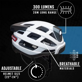 Smart Bike Helmet Cycle Helmet for Men / Women with Headlight Tail Light SOS Emergency Alert and Wireless Earphone 3.7V 1200mAh Lithium