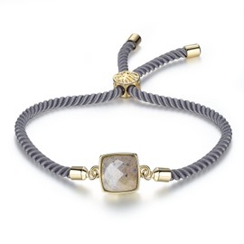 COAI Lucky bracelet made of natural stone, adjustable gemstone bracelet for men and women, 21 cm, Stone, Labradorite