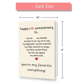 Amorista 6 Year Anniversary Day Gifts for Him Her, Funny 6th Anniversary Cards for Couple Husband Wife, Sweet Sixth Wedding Aday Gifts Ideas Men Women