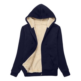 SWISSWELL Hoodies for Women Winter Fleece Sweatshirt - Full Zip Up Thick Sherpa Lined Hooded Jacket Navy XX-Large