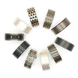 VIVIQUEN Gold Washi Tape Set 15MM Foil Skinny Masking Tape Decorative Pack for DIY Scrapbooking, Crafts, Gift Wrapping, Holiday Decoration (Black Basic Pattern 10 Rolls)