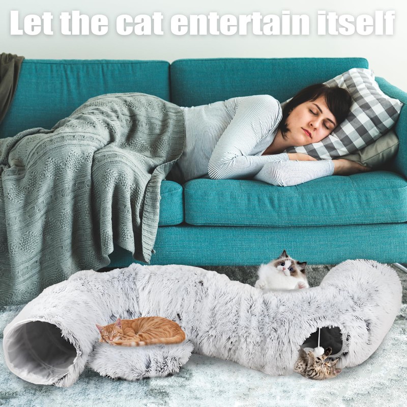 Shyllin Cat Tunnel Round Plush Cat Tunnel Round with Sleeping