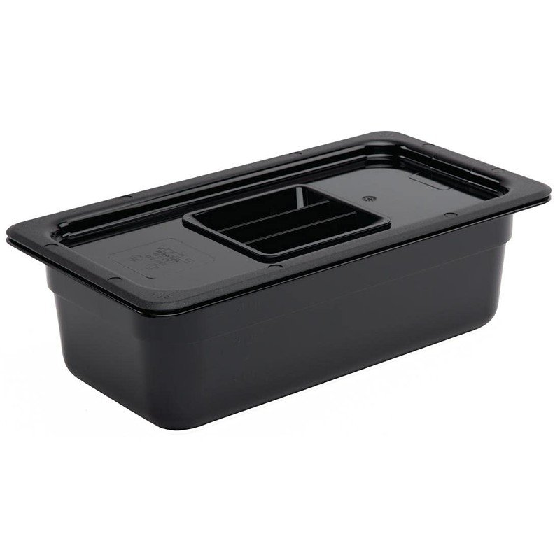 Vogue 1/3 Gastronorm Container 100mm 3.8 Litre Black Catering Food
