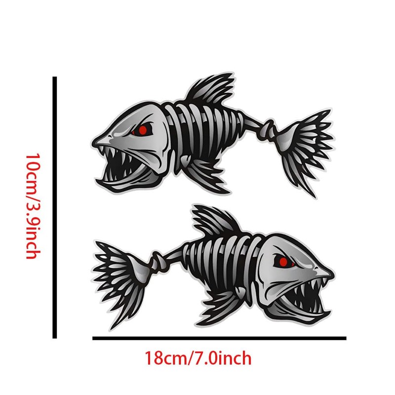 Fish Skeleton Car Stickers, Waterproof Vinyl Decals for Bumper and