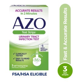 Azo Tiras De Análisis Para La Infección Vías Urinarias 3 Pz Sin Sabor