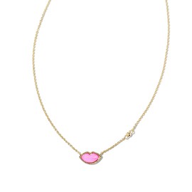 Kendra Scott Lips Pendant Necklace Gold Hot Pink Mother Of Pearl One Size