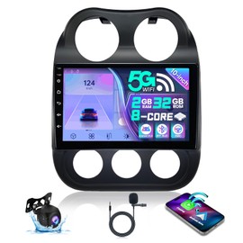 LASERTAIL 5Ghz WiFi Car Stereo Radio Upgrade for Jeep Compass Patriot 2010-2016 10.1 Inch Android 12 8 Core Touch Screen with Carplay Android Auto DSP 48EQ Bluetooth SWC Backup Camera 2+32 G