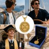 DRINSPER Celtic Compass Necklace for Women Men, Travel Protection Pendant