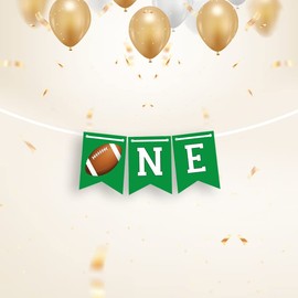 One Birthday Football theme High Chair Banner Decoration American Backdrop for Boys Party Rugby Sports Soccer Photography Background Photo Booth Prop Banner, 6.5 * 4.5 INCHES Flag