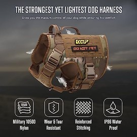 Tactical Dog Harness, No Pull Dog Harness, Military Dog Vest with Adjustable Metal Clips, Dog Harness for Large Medium Small Dogs, Service Dog Walking Training (UTX Buckle Camo, Medium)