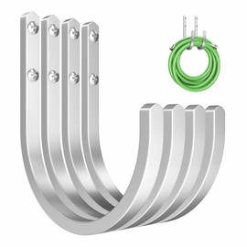 Garden Hose Holder Wall Mount - Heavy-Duty Aluminum Hose Hanger for Outside, Durable Wall-Mounted Hose Holder for Garden & Outdoor Use 4 Hooks, Silver