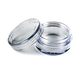 20G/20ML Clear Plastic Cosmetic Circle Smaple Container Bottle Jars CLEAR Lids Refillable Solid Perfume Liquid Lotion Cream Powder Screw Cap TSA Pass AOSTEK(TM) (Lot of 5 Pcs)