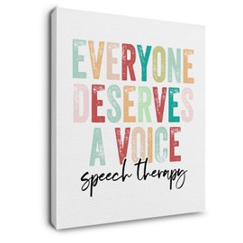 Ryeolo Colorful Everyone Deserves a Voice Canvas Wall Art, Speech Therapy Themed Decor for Speech Therapy Room Office, Speech Therapy Gift SLP Gift 12x16 Inches