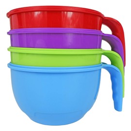 Set of 4 Soup Mugs 28 Ounce Heat Soup In the Microwave and Take it on the Go! Perfect for Work School and Meal Preparation! By Black Duck Brand (4, Multi)