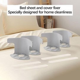 Sheet Fastening Clips, Set of 4, Sheet Holders with Locking Strips, Non Slip Heavy Duty Sheet Corner Retainers, Grippers for Mattress Protector, Blanket, Bedding (Gray)