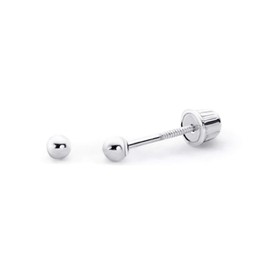 Wellingsale 14K White Gold Polished 2mm Ball Stud Earrings With Screw Back