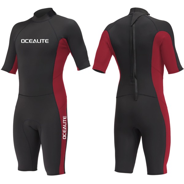 Ocealite Men's 3mm Shorty Wetsuit Neoprene Back Zip Diving Suit
