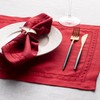 Linen Napkins Set of 4-100% Pure Linen Red Embroidered Dinner