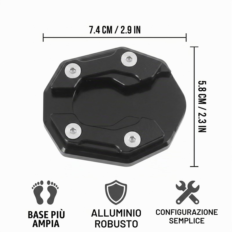 Piastra di estensione per cavalletto laterale, cavalletto laterale per moto,