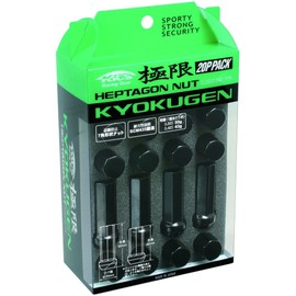 Kics WHPF1BL50 Kyokugen Heptagon Black 50mm Length (12mm x 1.5 Thread Size) Lug Nut, (Set of 20)