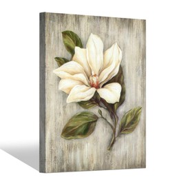 Flower Artwork Floral Canvas Painting: White Magnolia Picture Prints Wall Art for Bedroom ( 24'' x 18'' x 1 Panel )