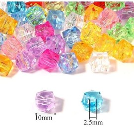 Moments of Beauty 50 Cube Beads 10mm Acrylic Wholesale Bulk Rainbow Colors Assorted Lot Crystal