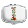 Letter I Floral Monogram Initial Rectangle Pill Case Trinket Gift
