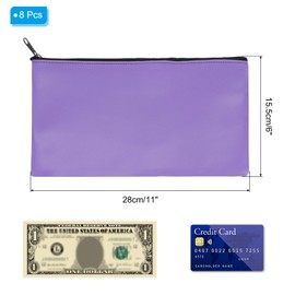 PATIKIL 11"x 6" Bank Deposit Bag, 8Pcs Money Bag Bank Bag Security Money Pouch Receipt Holder for Tickets Coin Makeup Cosmetics Bills, Purple