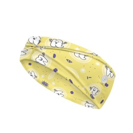 Gomyblomy Yellow Teeth Print Wide Nurse Headbands with Buttons for Masks Non Slip Headband Stretchy Hair Bands for Women Dentists to Protect Your Hair and Ears