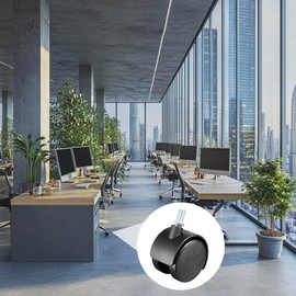 YOKIVE 2Pcs Nylon Caster, Swivel Twin Wheel Threaded Stem Casters, Great for Cabinets Shelves Daily Use, (Black, M8x15mm)