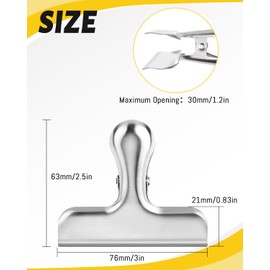 Caianwin Pack of 5 Large 76 mm Metal Clips for Bags, Food and Photo for Home, Kitchen, School and Office