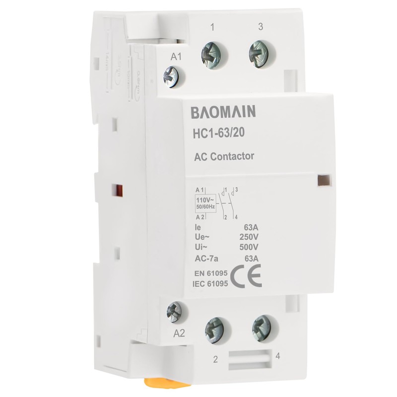 Baomain 110V AC 2-Pole Modular Contactor, 63A 2NO Normally Open,