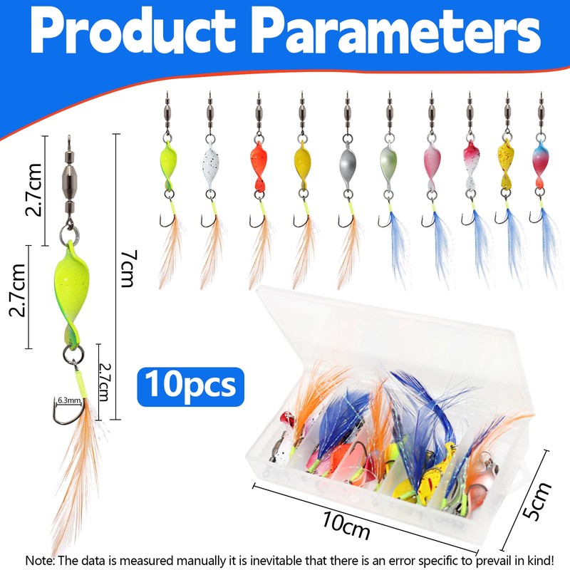 Sunsorld Spoons Trout Bait Pack of 10, Rubber Fish Fishing